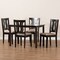 Baxton Studio Fenton Modern and Contemporary Sand Fabric and Dark Brown Finished Wood 5-Piece Dining Set 176-11378-8026-Zoro - alternate 4